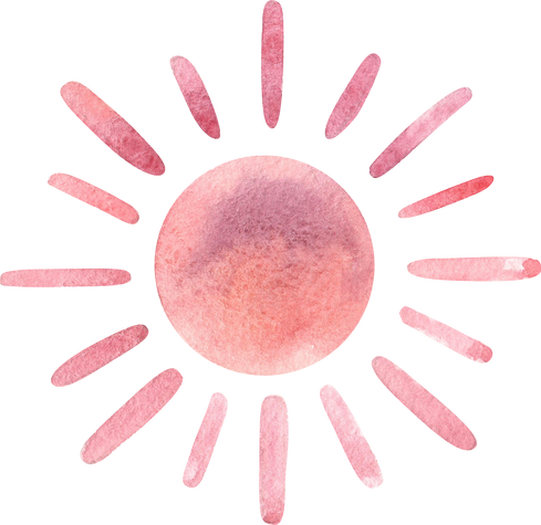 Watercolor boho pink pastel sun